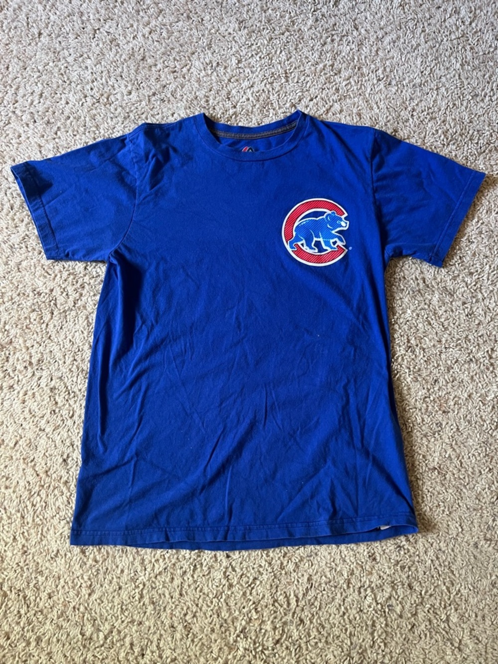 Majestic Chicago Cubs Jake Arrieta Shirsey Royal Blue Tee with Team Logo